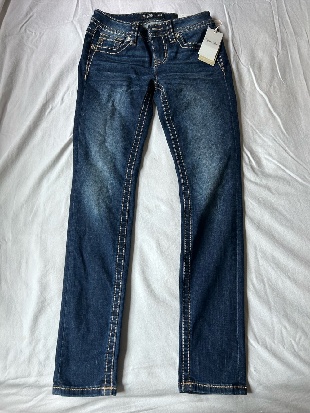 Miss Me Women's Skinny Dark Blue Jeans Embroidered